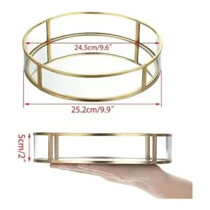 ELLDOO Bandeja redonda de cristal dorada bandeja de_2