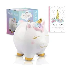 Alcancía de unicornio para niñas pintada a mano con_2