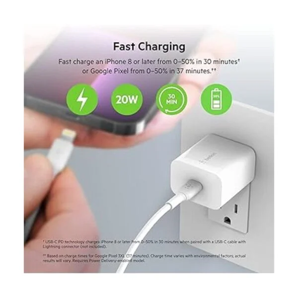 Belkin Cargador de pared USBC de 20 W Adaptador USBC de_3
