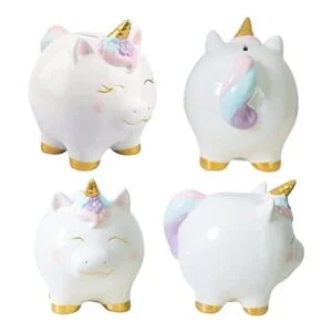 Alcancía de unicornio para niñas pintada a mano con_4