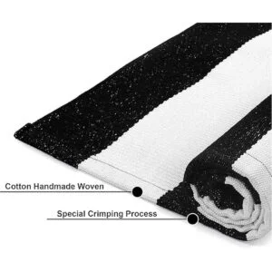 LEEVAN Alfombra de pasillo a rayas blancas y negras 2.3 x_6