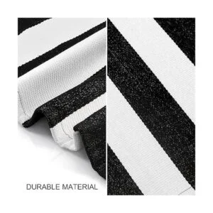 LEEVAN Alfombra de pasillo a rayas blancas y negras 2.3 x_5