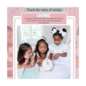 Alcancía de unicornio para niñas pintada a mano con_5