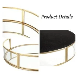 ELLDOO Bandeja redonda de cristal dorada bandeja de_3