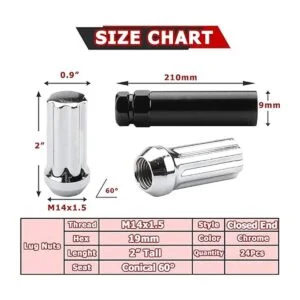 Richeer 24 tuercas cromadas M14 x 1.5 asiento de bulto de_2