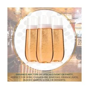 30 flautas de champán de plástico sin tallo vasos_5