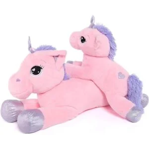 Lanmore Juguetes de peluche de unicornio grande almohada_5