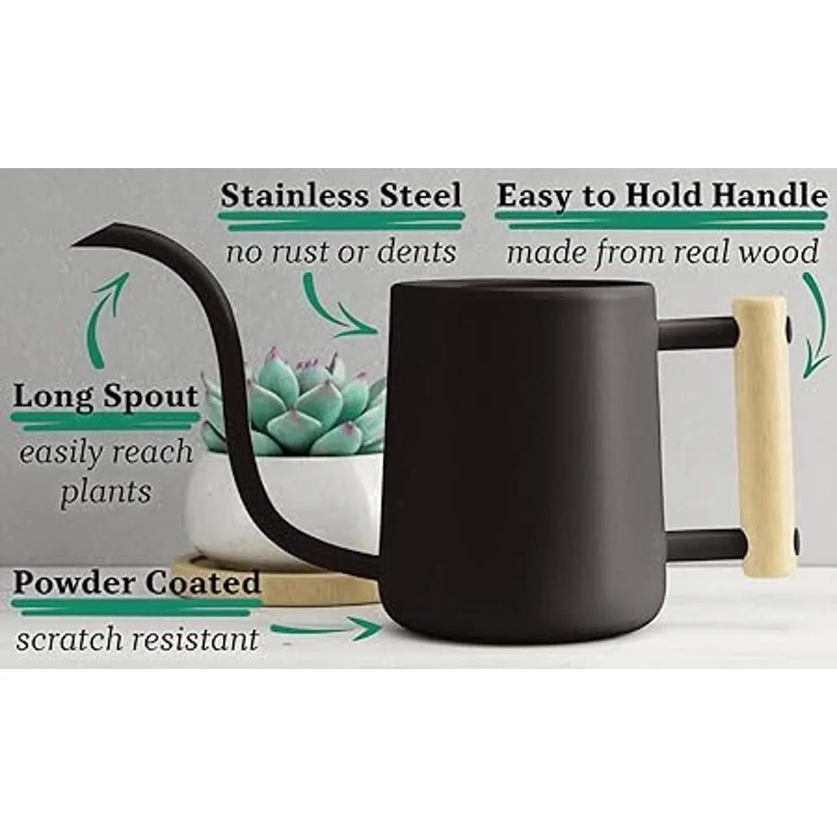 Regadera de interior con boquilla larga regadera negra de_2