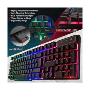 Teclado para juegos RGB USB con cable arcoíris diseñado_3