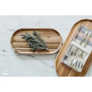 SPEShh Juego de 2 bandejas de madera de acacia para_6