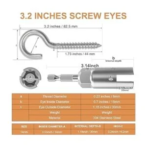 HXLPAY Ganchos atornillados de acero inoxidable 304_2