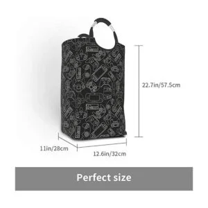 Duduho Cesta de lavandería negra con asas para control de_3