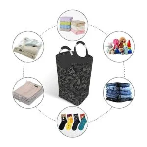 Duduho Cesta de lavandería negra con asas para control de_5