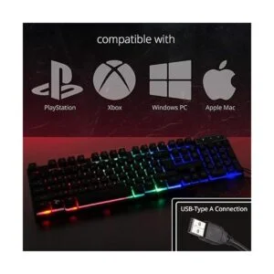 Teclado para juegos RGB USB con cable arcoíris diseñado_5
