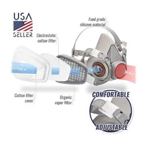 Máscara respiradora para pintura en aerosol carpintería_2