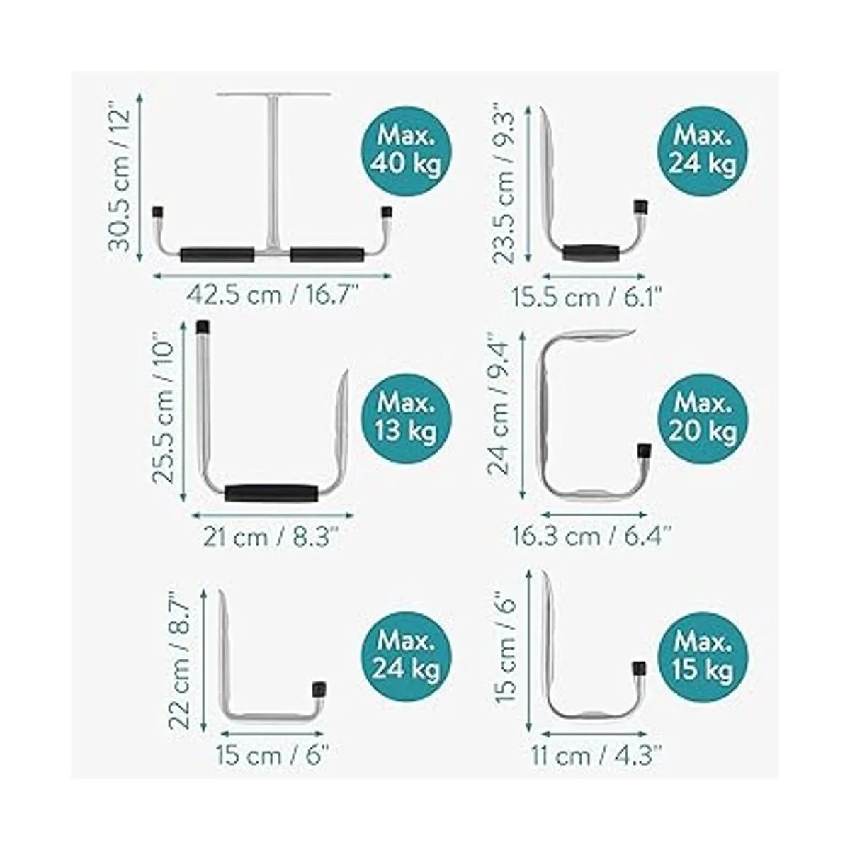 Navaris Ganchos de techo de garaje juego de 12 Perchas_6