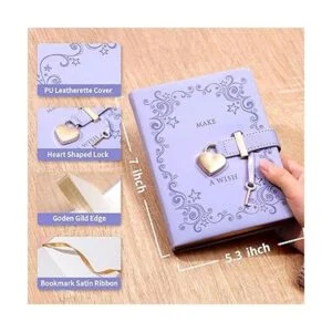 CAGIE Diario con cerradura en forma de corazón con llave_2