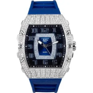Reloj helado de lujo para hombre con cristales simulados_1