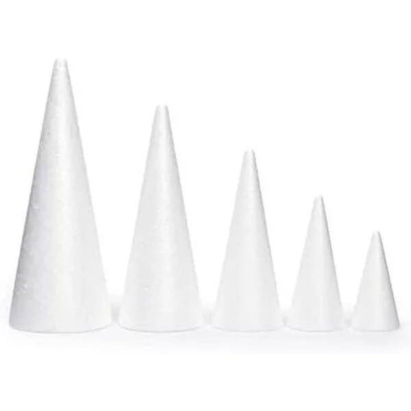 Conos de espuma blanca para manualidades 5 tamaños_3