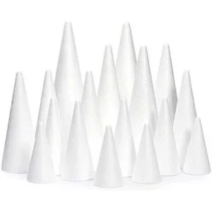 Conos de espuma blanca para manualidades 5 tamaños_1