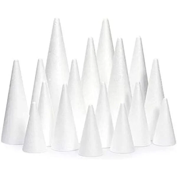 Conos de espuma blanca para manualidades 5 tamaños_1