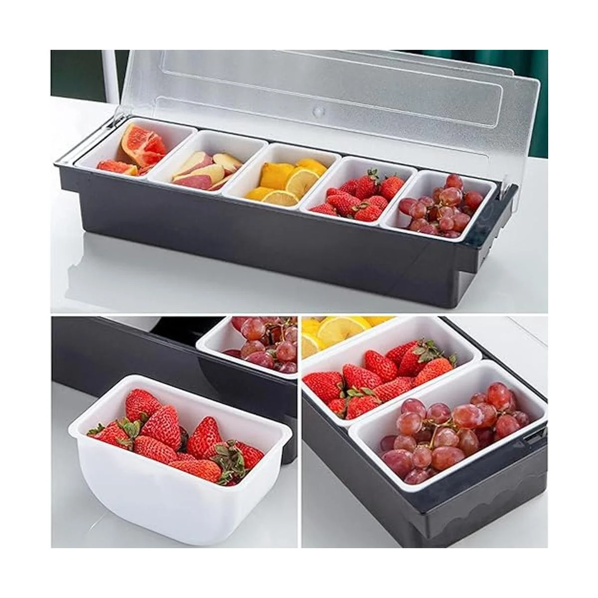 Dispensador de plástico de 5 compartimentos para_5