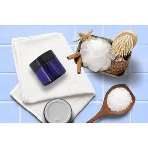 BPFY 24 frascos de cristal azul redondo de 1.7 fl oz con_3