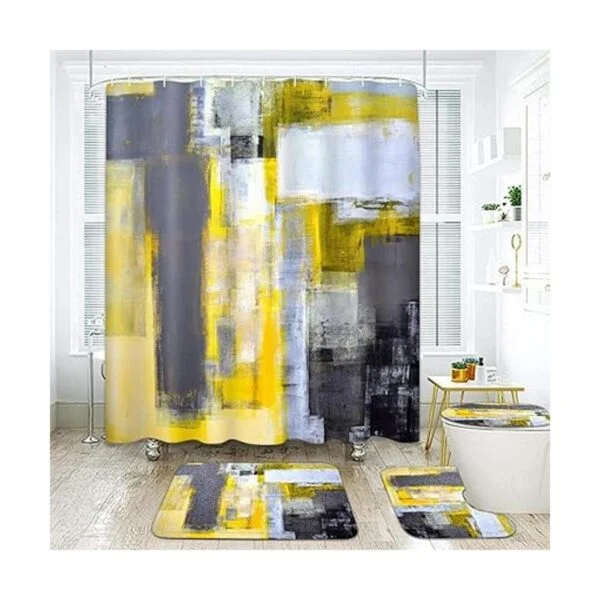 Britimes Juego de 4 cortinas de ducha color amarillo gris_6