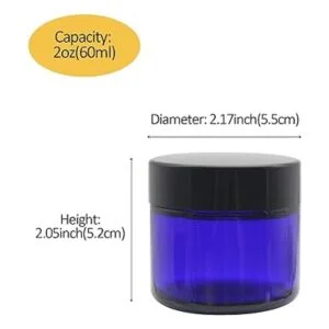 BPFY 24 frascos de cristal azul redondo de 1.7 fl oz con_2