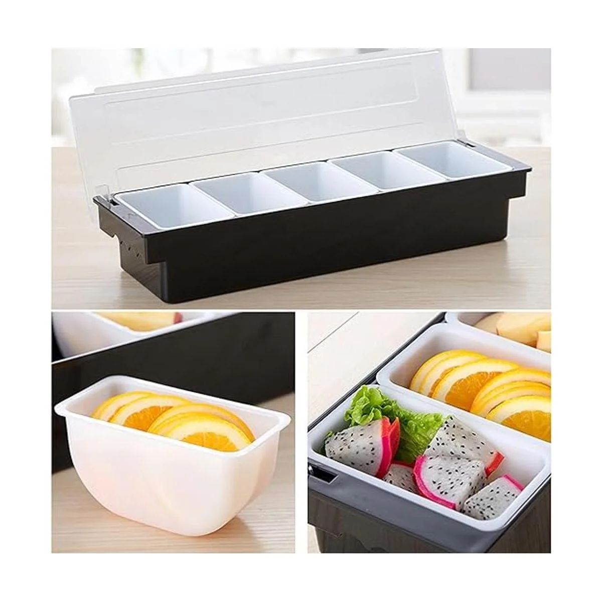 Dispensador de plástico de 5 compartimentos para_7