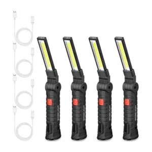 4 piezas de luz LED de trabajo recargable COB con base_1