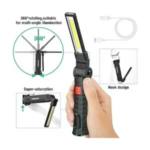 4 piezas de luz LED de trabajo recargable COB con base_3