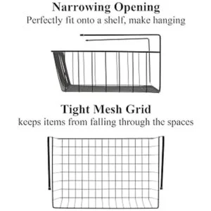 Tebery Paquete de 4 cestas de alambre negras debajo del_4