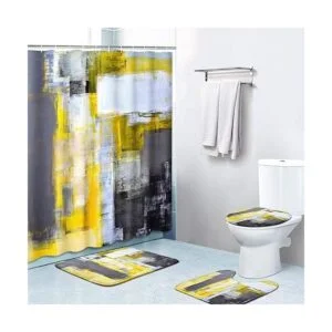 Britimes Juego de 4 cortinas de ducha color amarillo gris_1
