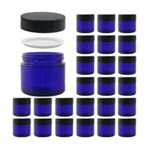 BPFY 24 frascos de cristal azul redondo de 1.7 fl oz con_1