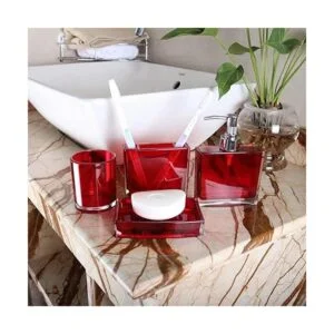 TUANYO Juego de accesorios de baño rojos juego de 6_2