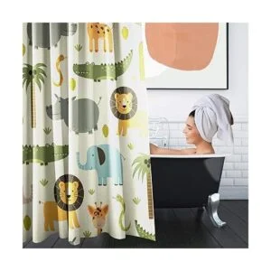 Britimes Juego de 4 cortinas de ducha animales de safari_5