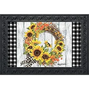 Tapete de bienvenida con corona de girasol y otoño_1