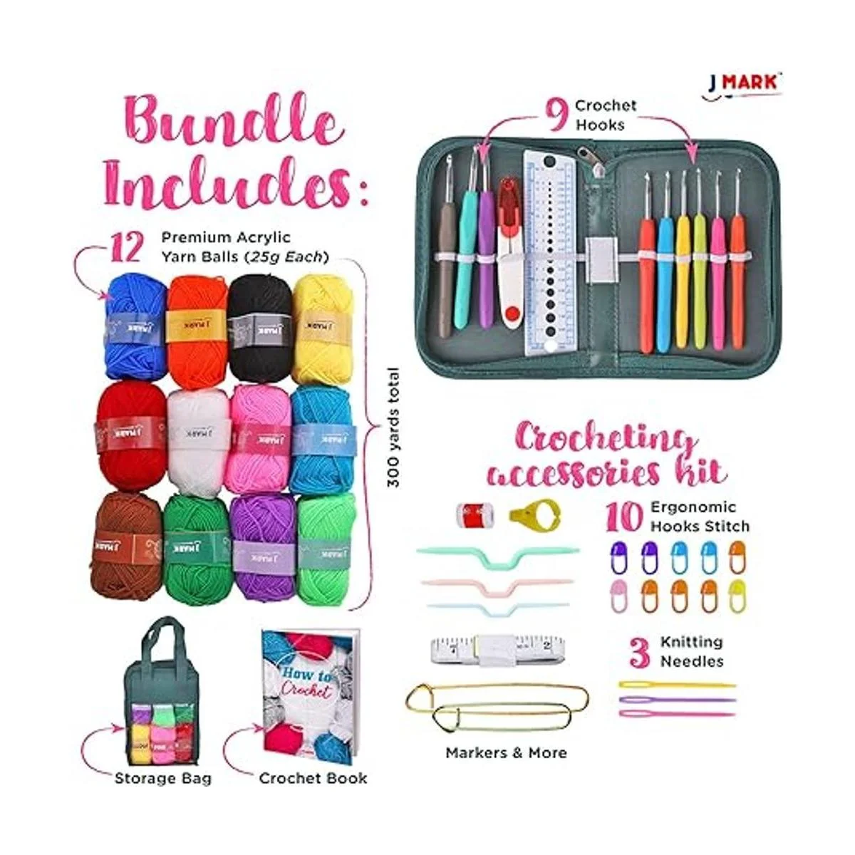 J MARK Kit de ganchillo con juego de hilos el paquete_2