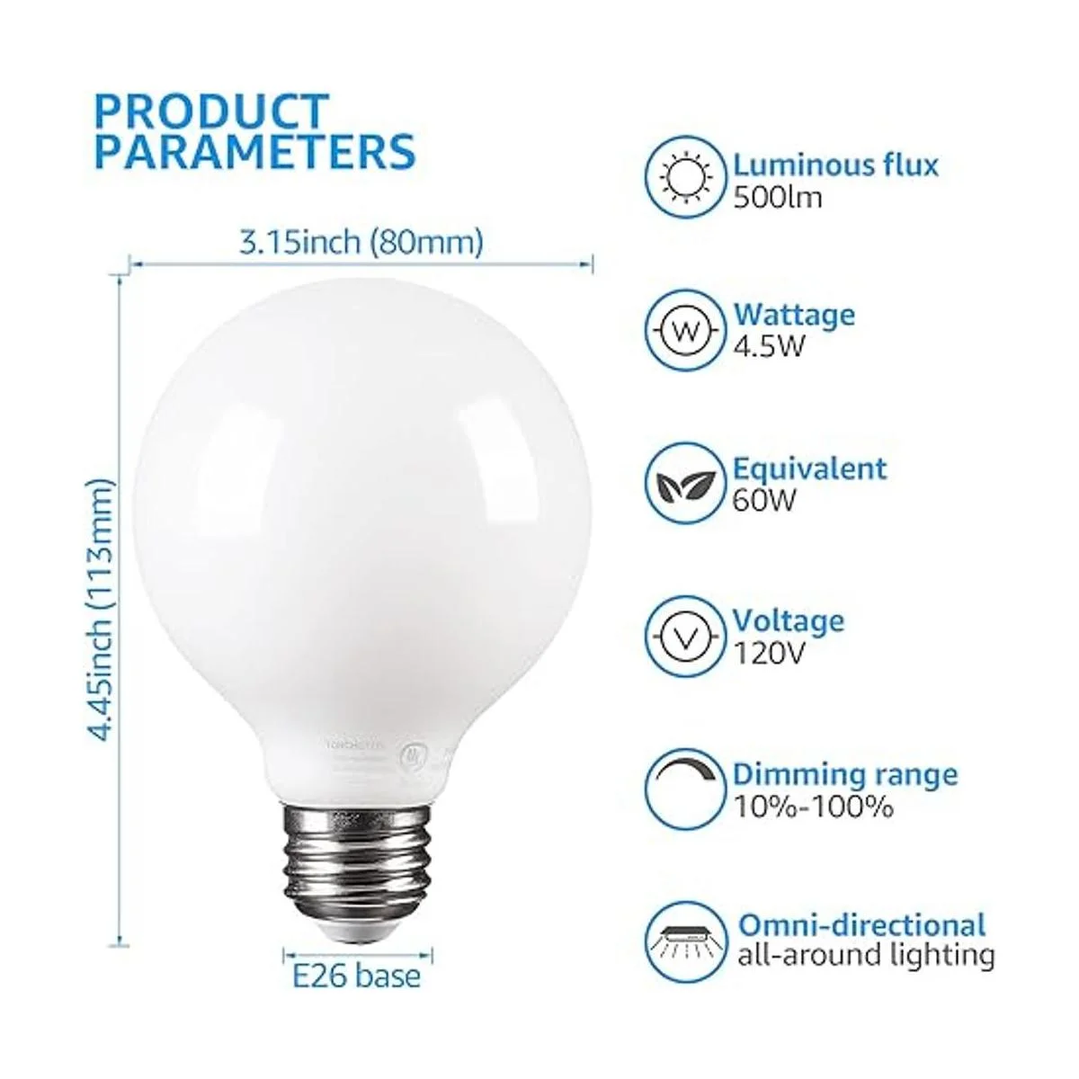 TORCHSTAR G25 Bombillas LED regulables y redondas_4