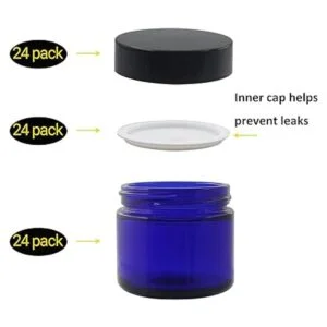 BPFY 24 frascos de cristal azul redondo de 1.7 fl oz con_4