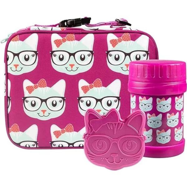 Bentology Juego de lonchera para niños gatito con bolsa_1