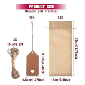 36 bolsas de vino de arpillera bolsa de regalo de vino_2