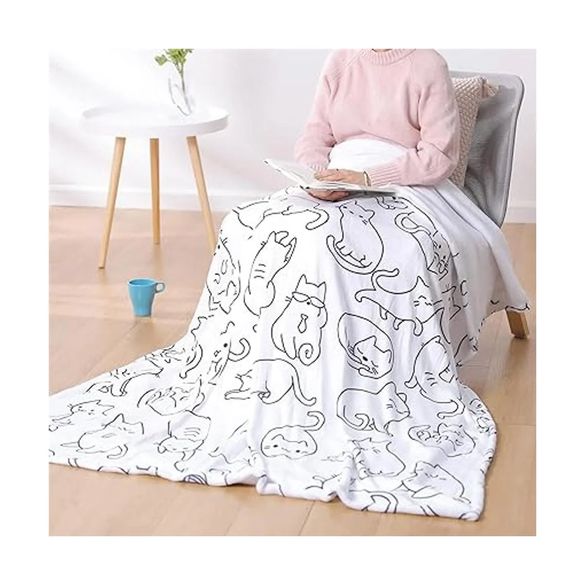 Sviuse Manta de gato para niños manta de sherpa con_2