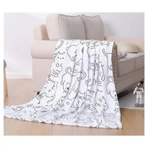 Sviuse Manta de gato para niños manta de sherpa con_6