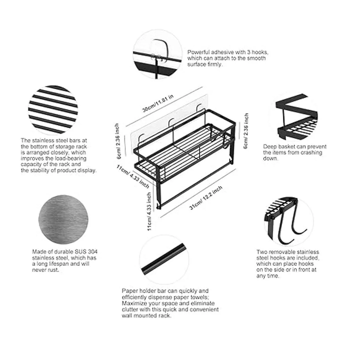 ESOW Soporte para toallas de papel con almacenamiento en_6
