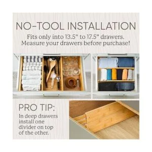 Divisores de cajones de bambú juego de 4 separadores de_4