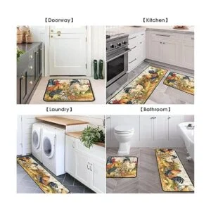 OUXIOAZ Juego de 2 alfombras y tapetes de cocina de gallo_5