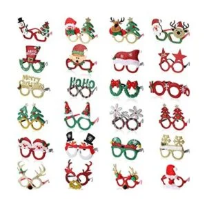 24 piezas de marco de gafas de Navidad con purpurina para_1
