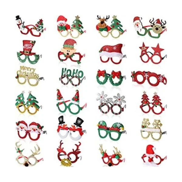 24 piezas de marco de gafas de Navidad con purpurina para_1
